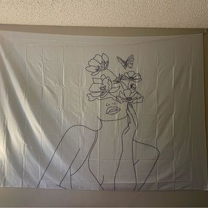 Girl and Flowers wall tapestry